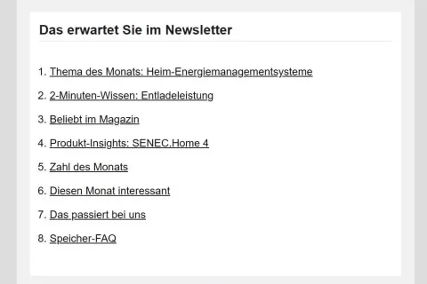 Beispiel für ein klickbares Inhaltsverzeichnis am Anfang eines Newsletters.
